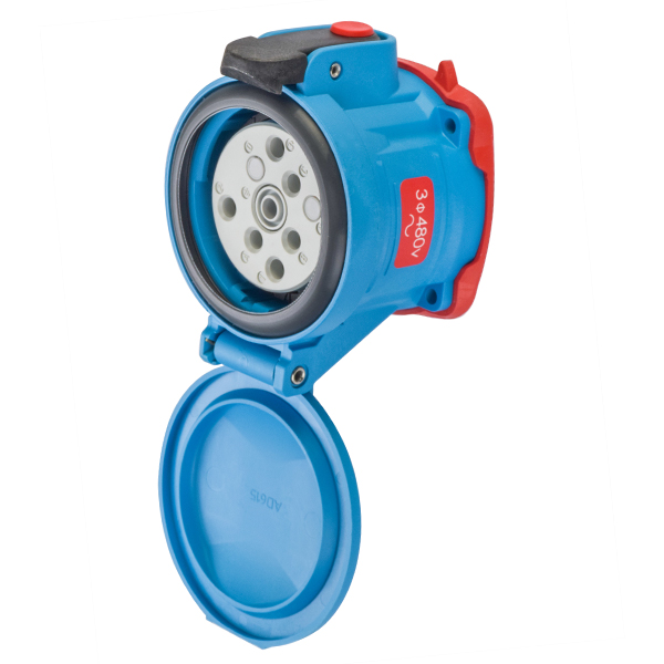 63-64043-973-270 - DSN60 RECEPTACLE POLY BLUE SIZE 3 TYPE 4X IP 69 3P+G 60A 480 VAC 60 Hz +3 AUX AUXILIARY SWITCH